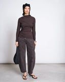JAN 'N JUNE Tove asymmetrical long sleeve top mud women