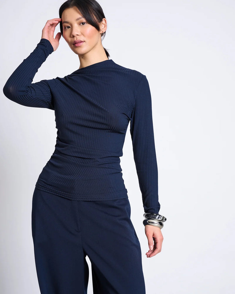 JAN 'N JUNE Tove asymmetrical long sleeve top nightfall women