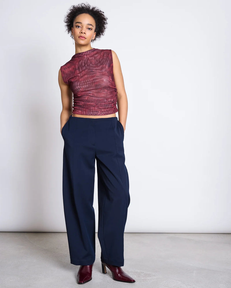 JAN 'N JUNE Laguna ruffle mesh top carmine curl women