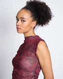 JAN 'N JUNE Laguna ruffle mesh top carmine curl women