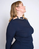 JAN 'N JUNE Tove asymmetrical long sleeve top nightfall women