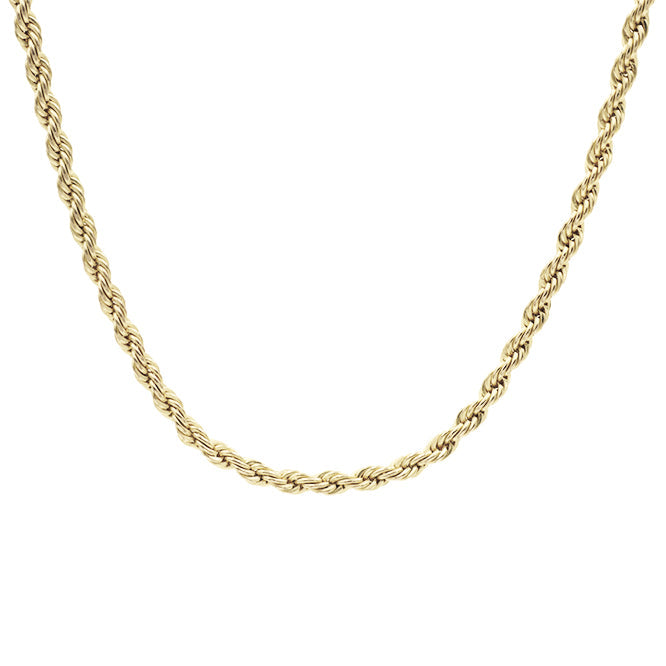 Gold chain necklace on a white background