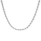 Silver chain necklace on a white background