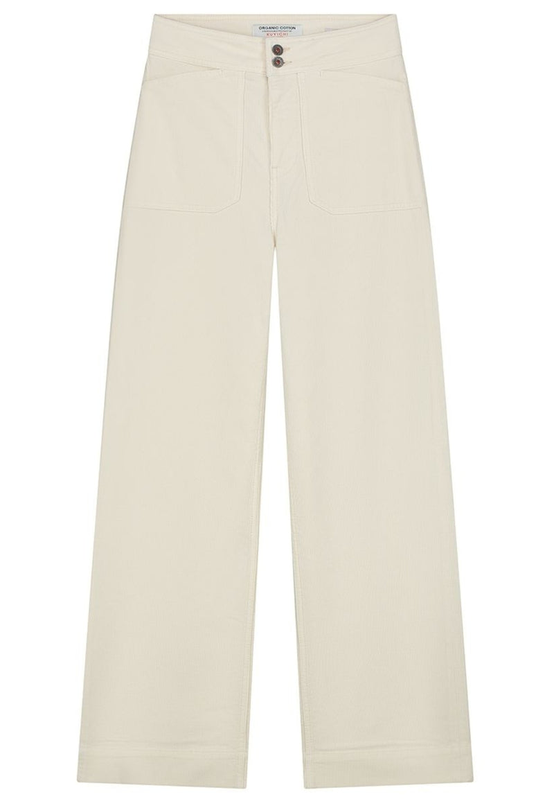 KUYICHI Farrah corduroy worker pants off white women