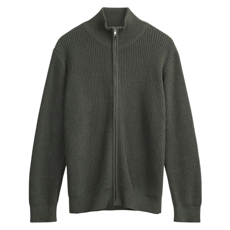 MELAWEAR Taksh rib knit zip jacket green blend men