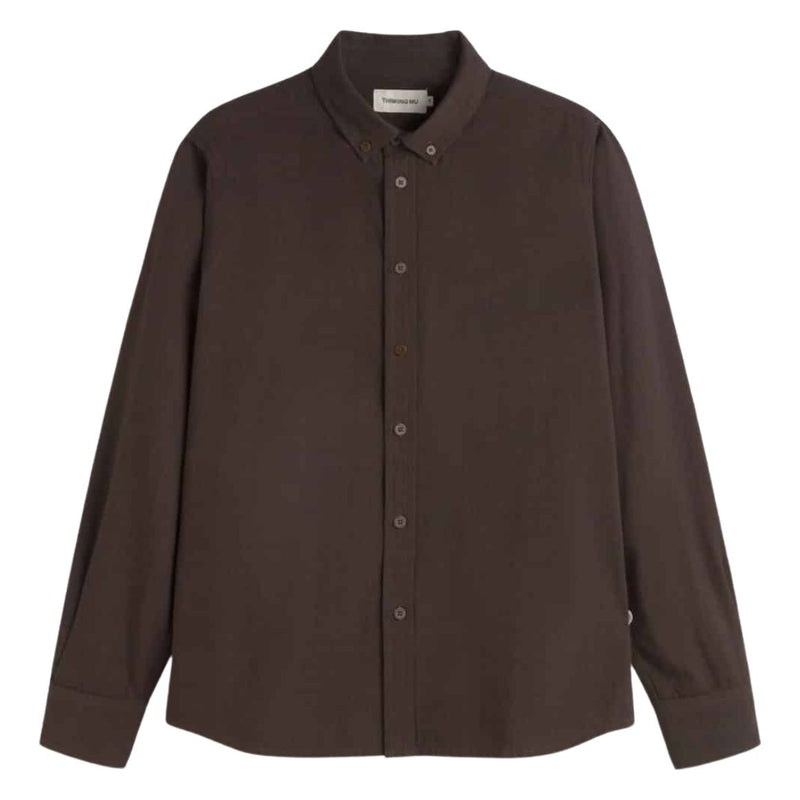 THINKING MU Ant shirt microchecks navy brown men