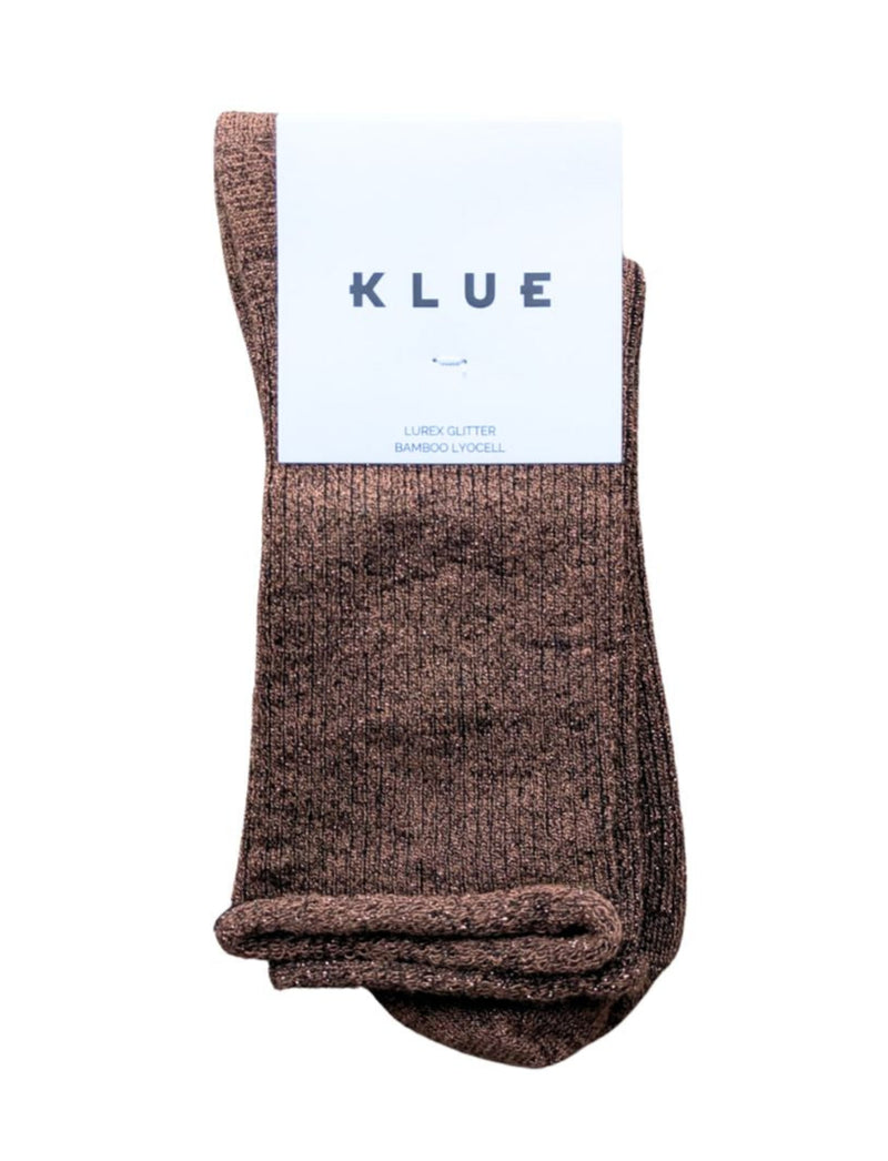 KLUE Glitter lurex socks camel brown women