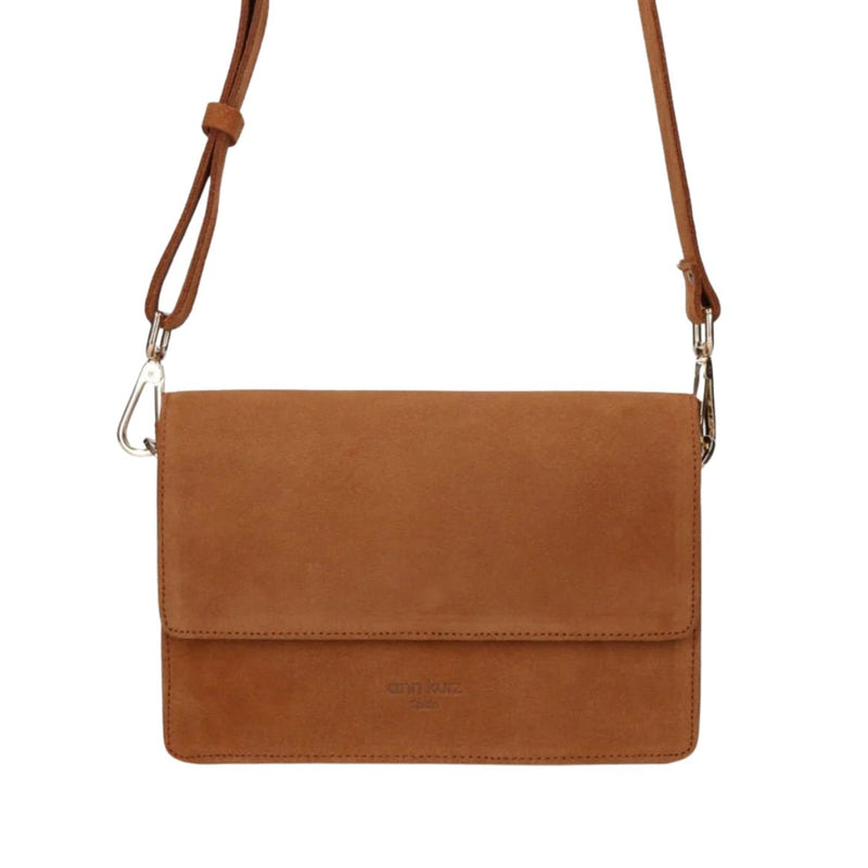 ANN KURZ Perfect square crossbody bag suede brown women