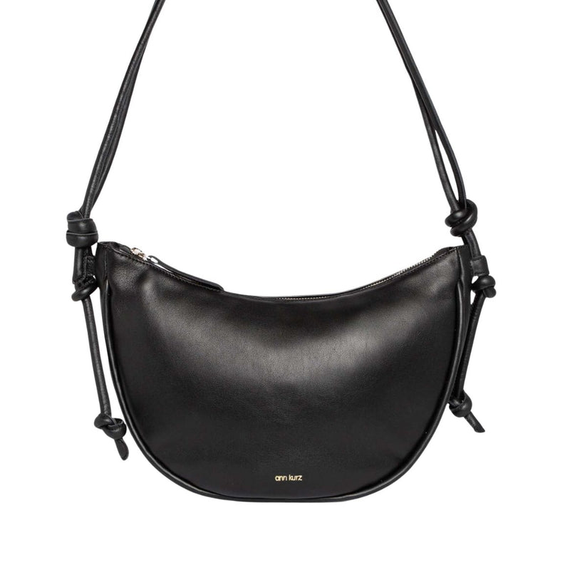 ANN KURZ Large half moon shoulder bag nappa black women