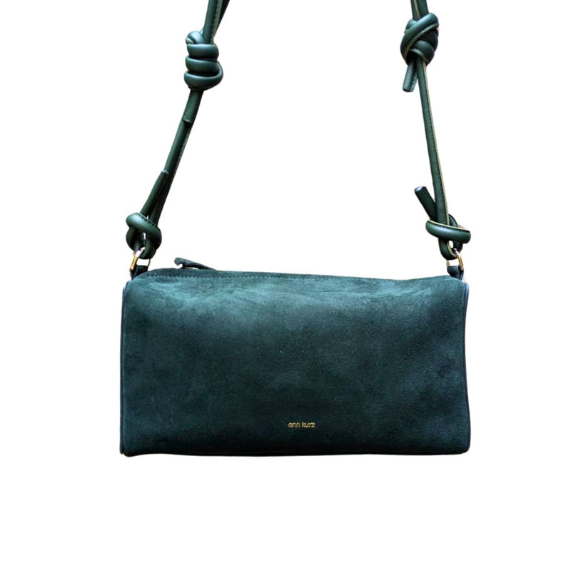 ANN KURZ Squared baguette bag suede bottle green women