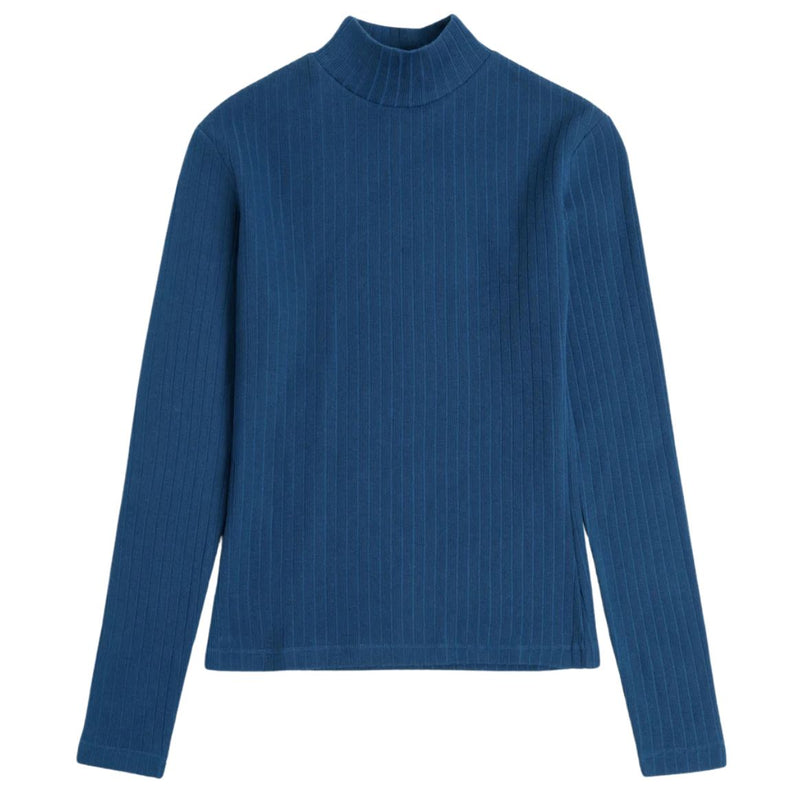 ROTHOLZ Heavy ribbed longsleeve top royal blue women