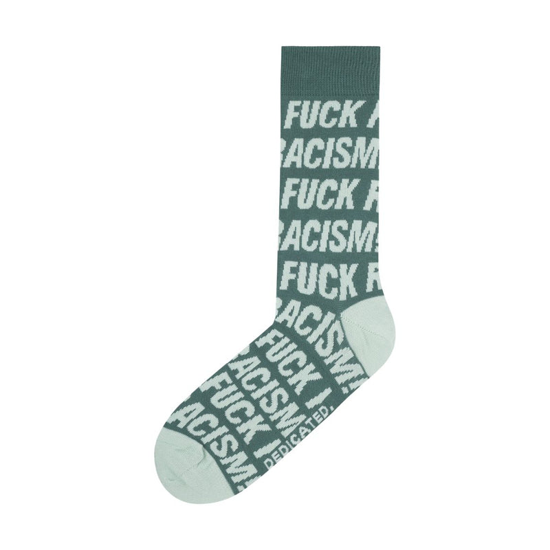 DEDICATED Sigtuna socks fuck rasism forest green unisex
