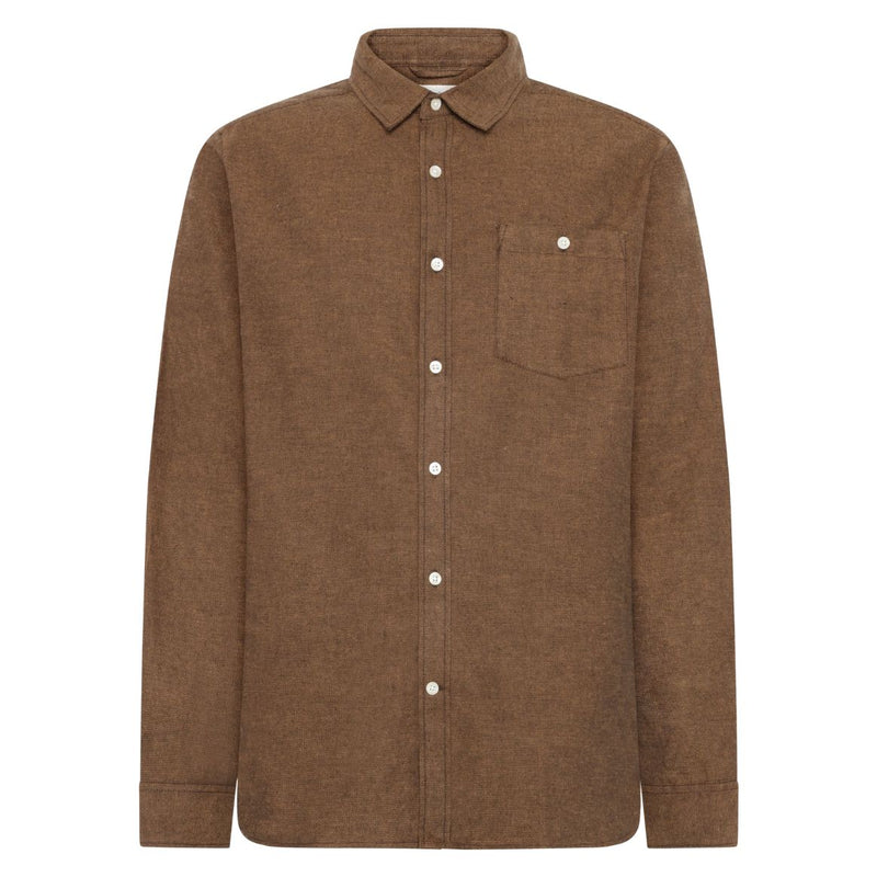 KCA 1090153 Organic cotton fishbone flannel shirt 1487 chocolate torte men