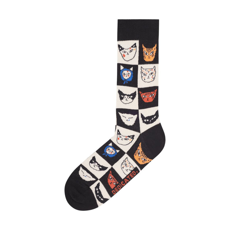 DEDICATED Sigtuna socks cat bingo black unisex