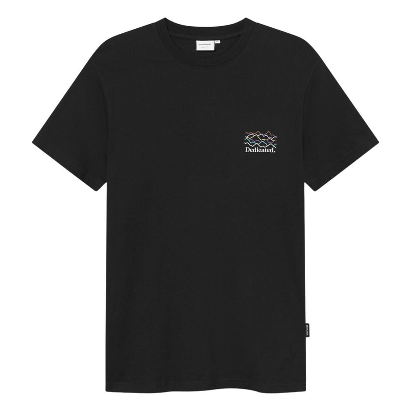 DEDICATED Stockholm line mountains logo t-shirt black men
