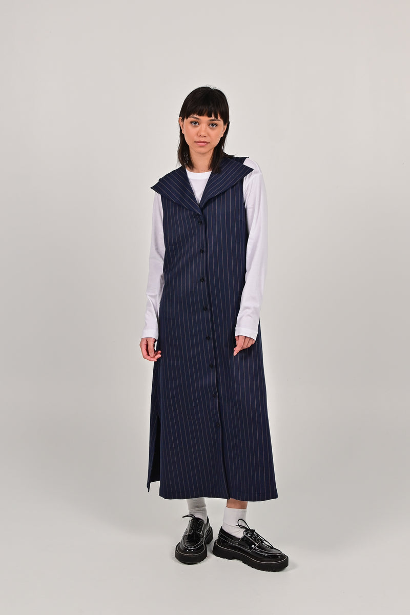 FAM THE LABEL Wess dress pinstripe blue women