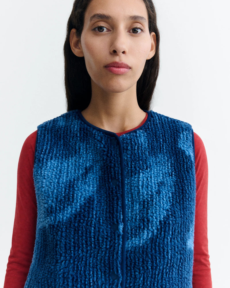 THINKING MU Jay vest blue lotus women