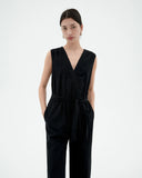 THINKING MU Winona seersucker jumpsuit black women