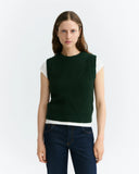 THINKING MU Kaia knitted wool vest green women