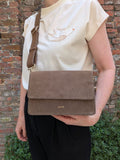 ANN KURZ Perfect square crossbody bag suede fango women