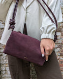 ANN KURZ Squared baguette bag suede bordeaux women