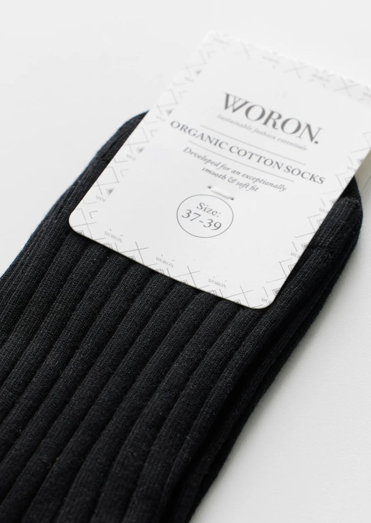 WORON Organic cotton socks black women
