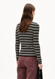 ARMEDANGELS Alaania chiffron stripes longsleeve black oatmilk women