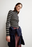 ARMEDANGELS Alaania chiffron stripes longsleeve black oatmilk women