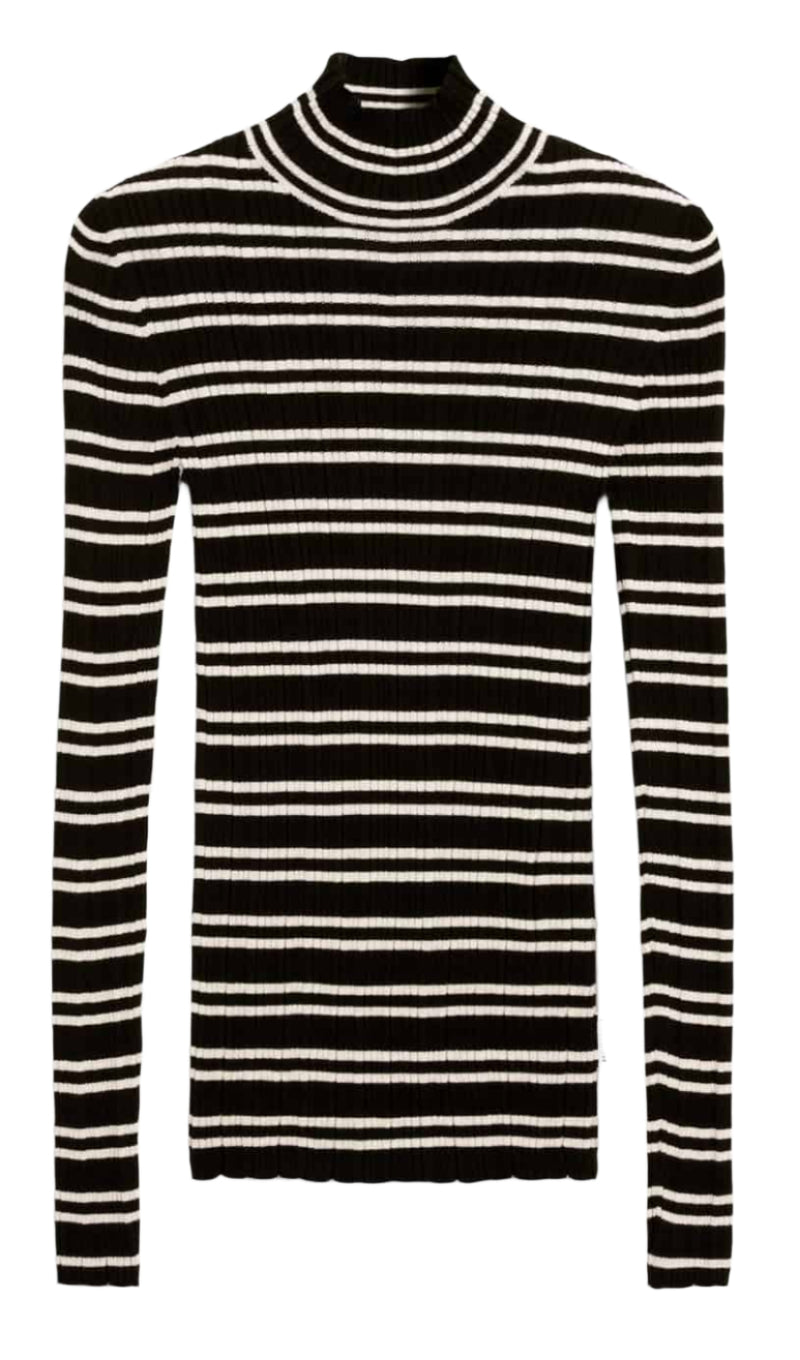 ARMEDANGELS Alaania chiffron stripes longsleeve black oatmilk women