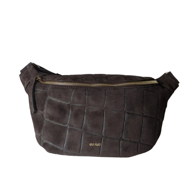 ANN KURZ Fanny pack croco suede mocha women