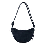 ANN KURZ Large half moon shoulder bag suede mix dark blue women