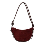 ANN KURZ Large half moon shoulder bag suede mix burgundy women