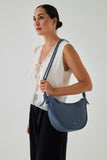 ANN KURZ Large half moon shoulder bag nappa azul women