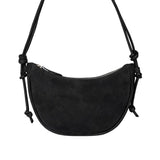 ANN KURZ Large half moon shoulder bag suede mix black women