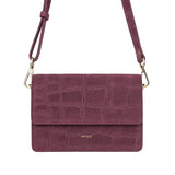 ANN KURZ Perfect square crossbody bag croco suede burgundy women