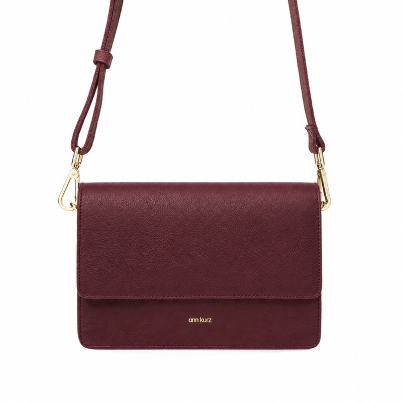 ANN KURZ Perfect square crossbody bag nappa burgundy women