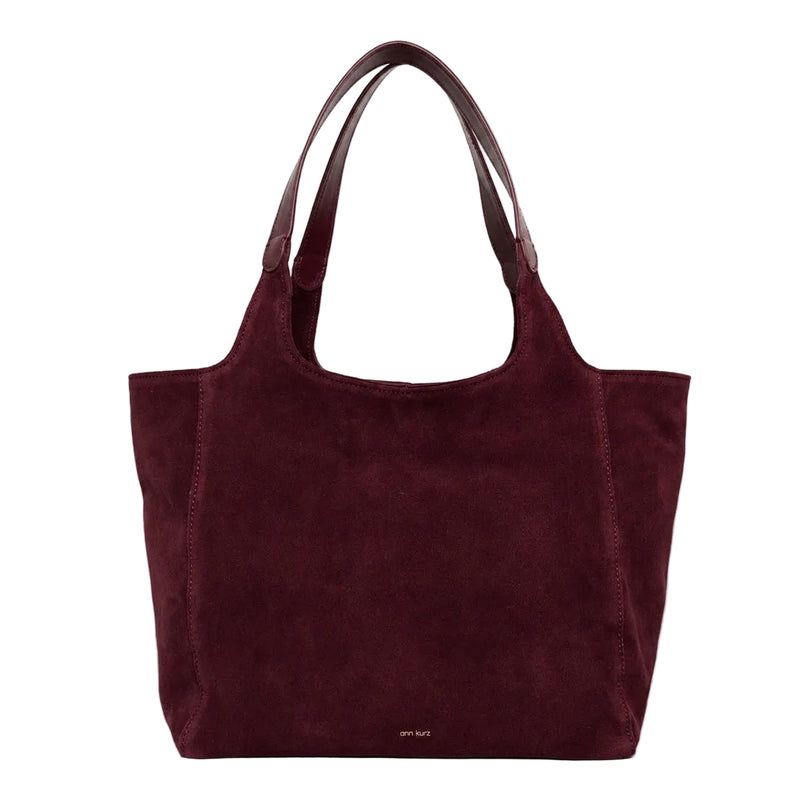 ANN KURZ Shoulder shopper bag suede mix burgundy women