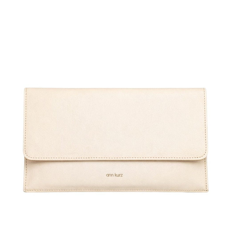 ANN KURZ Thin clutch nappa beige women