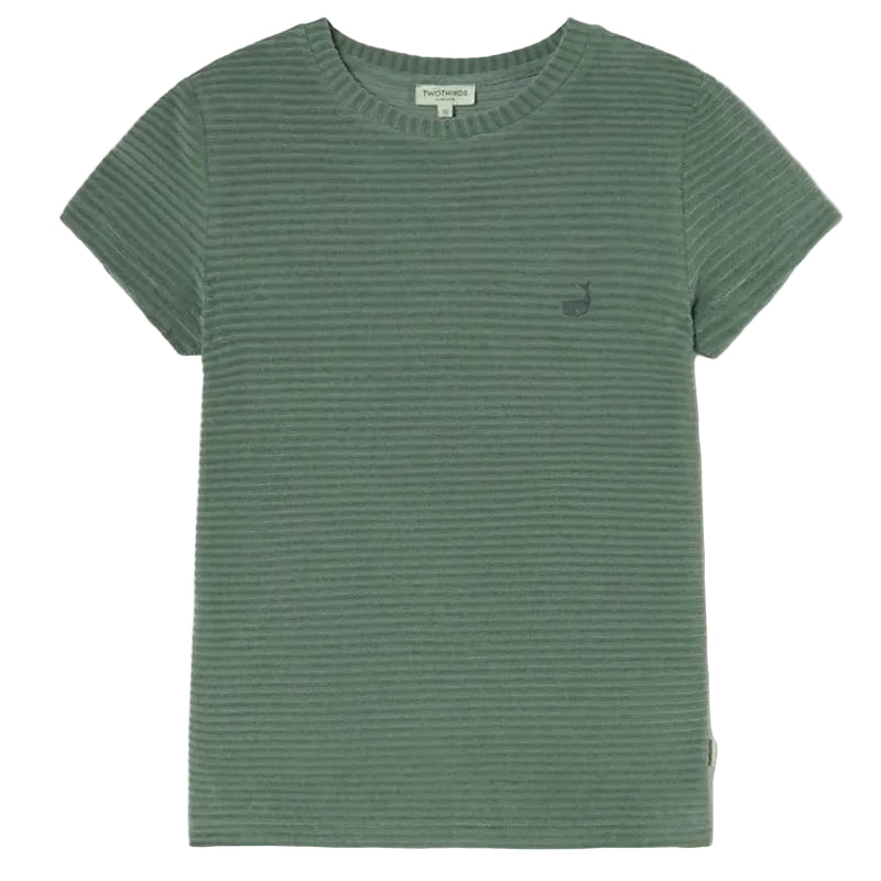 Green striped t-shirt on a white background