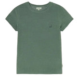 Green striped t-shirt on a white background