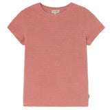 Pink striped t-shirt on a white background