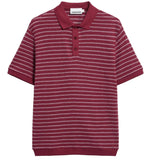 Red and white striped polo shirt on a white background