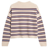ARMEDANGELS Merinaa striped knitted jumper oatmilk velvet red soft blue women