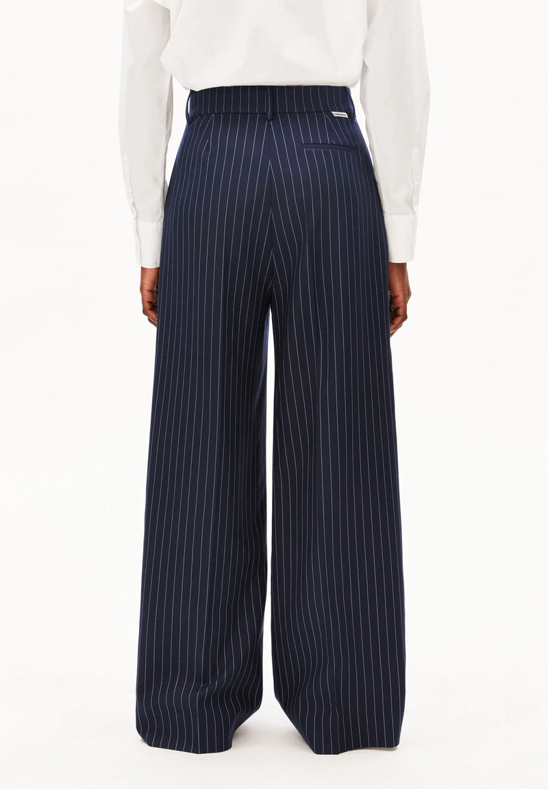 ARMEDANGELS Kaayua pinstripe trousers night sky white women