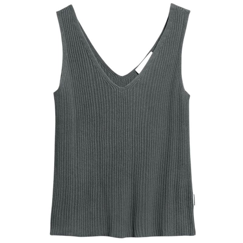 ARMEDANGELS Linen blend knit top space steel women