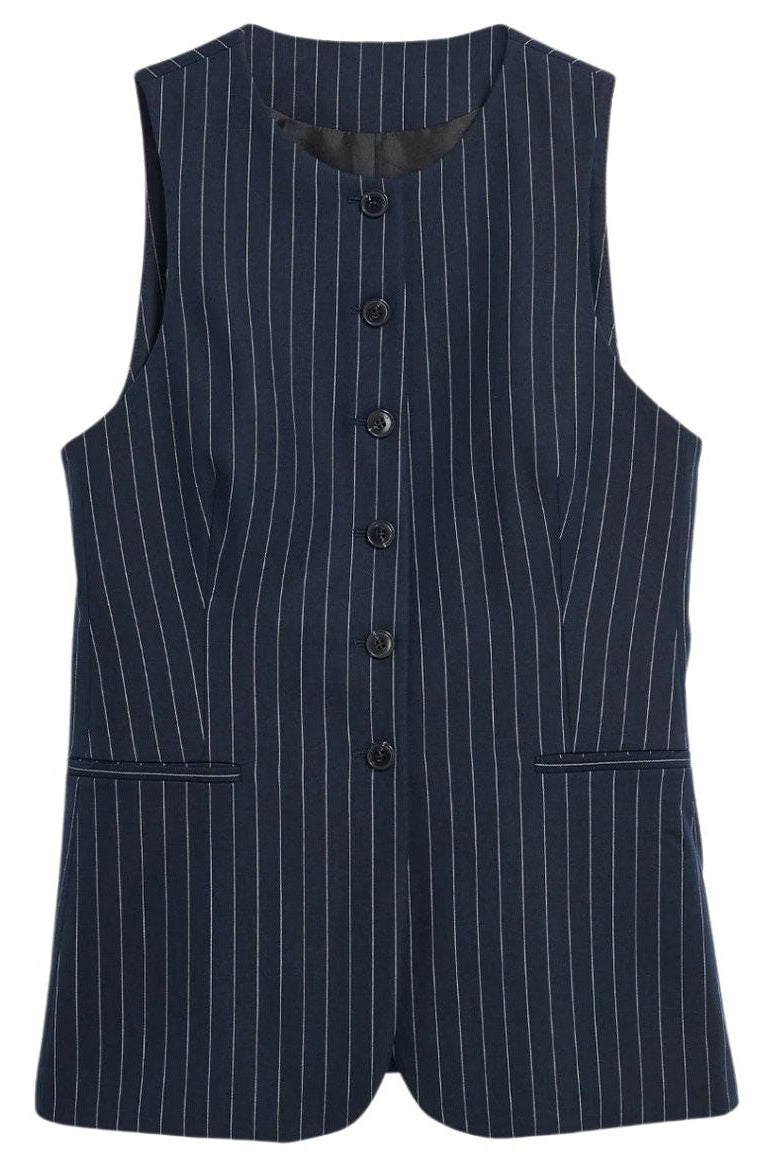 ARMEDANGELS Long pinstripe vest night sky white women