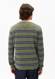 ARMEDANGELS Loukaa fine stripe jumper fatigue green tinted navy men