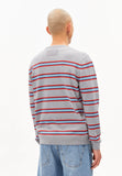 ARMEDANGELS Loukaa fine stripe jumper silver melange mars red men