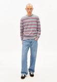 ARMEDANGELS Loukaa fine stripe jumper silver melange mars red men