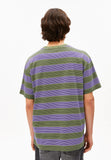 ARMEDANGELS Maarkos multi stripes t-shirt pungent purple fatigue green men